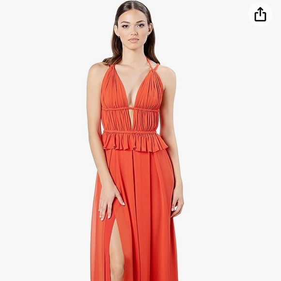 dress the population athena DRESS THE POPULATION ATHENA BRAIDED CUTOUT PERIWINKLE BLUE HALTER MAXI DRESS L